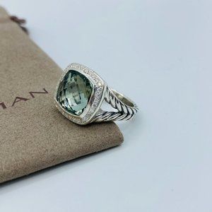 David Yurman 11mm Prasiolite Albion Ring Size 9